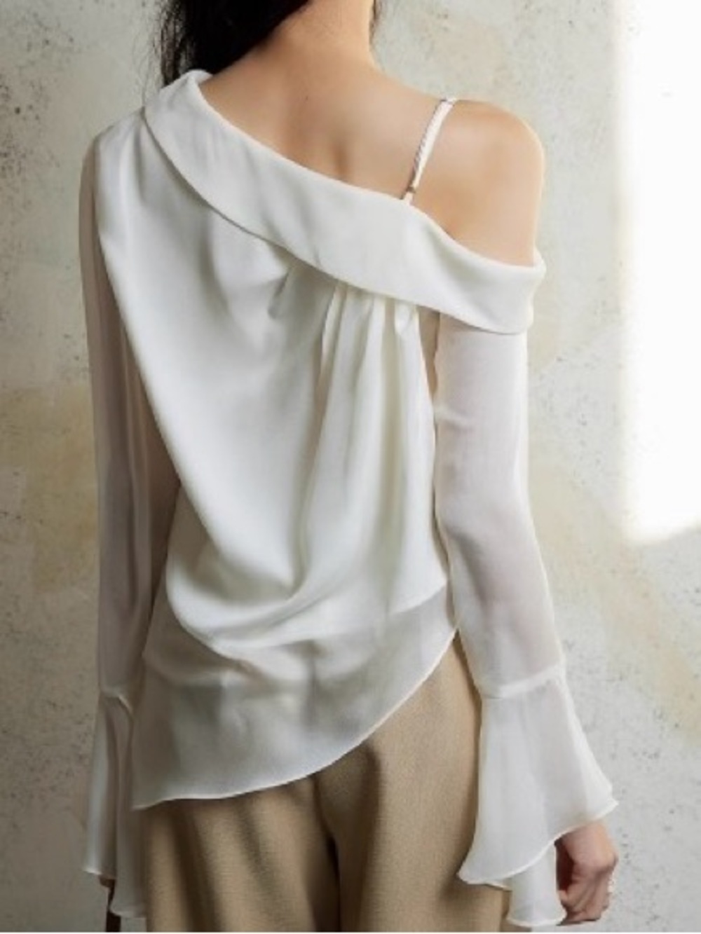 SILK•Derek Lam Chiffon Blouse in Cream
